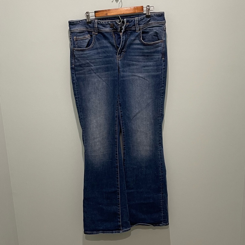 womens american eagle outfitters size 14 long kick boot super stretch jeans